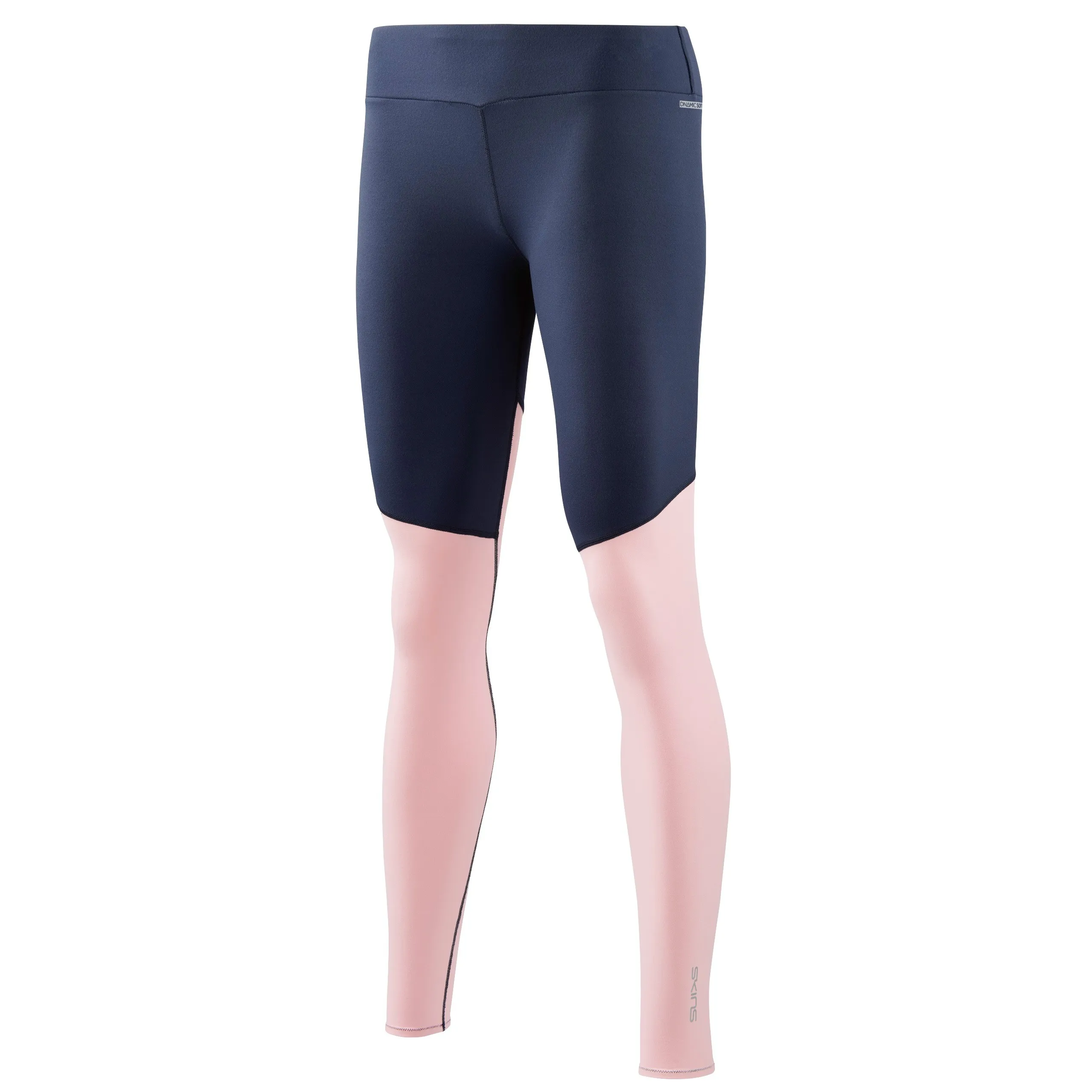 SKINS Women's DNAmic Soft Long Tights, Cameo Pink/Navy Blue