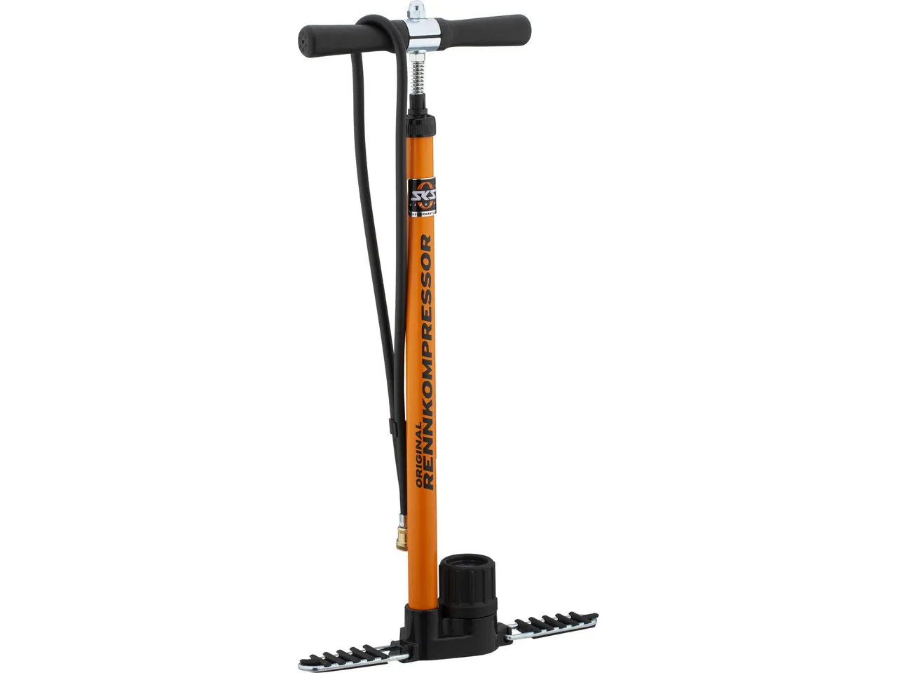 SKS Rennkompressor Standpumpe mit Messingnippel-Schlauchanschluss für SV, Orange, 650mm / 230psi
