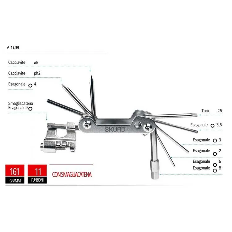 Skuad 11 Multiverktyg, Silver, One Size