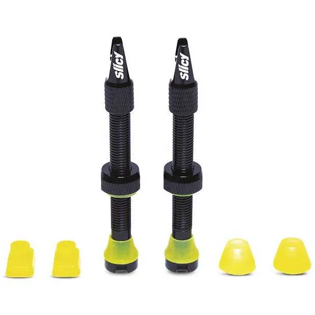 SLICY Rocket 50mm Tubeless Ventiler 2 Enheter, Black / yellow, One Size SLICY Rocket 50mm Tubeless Ventiler 2 Enheter, Black / yellow, One Size