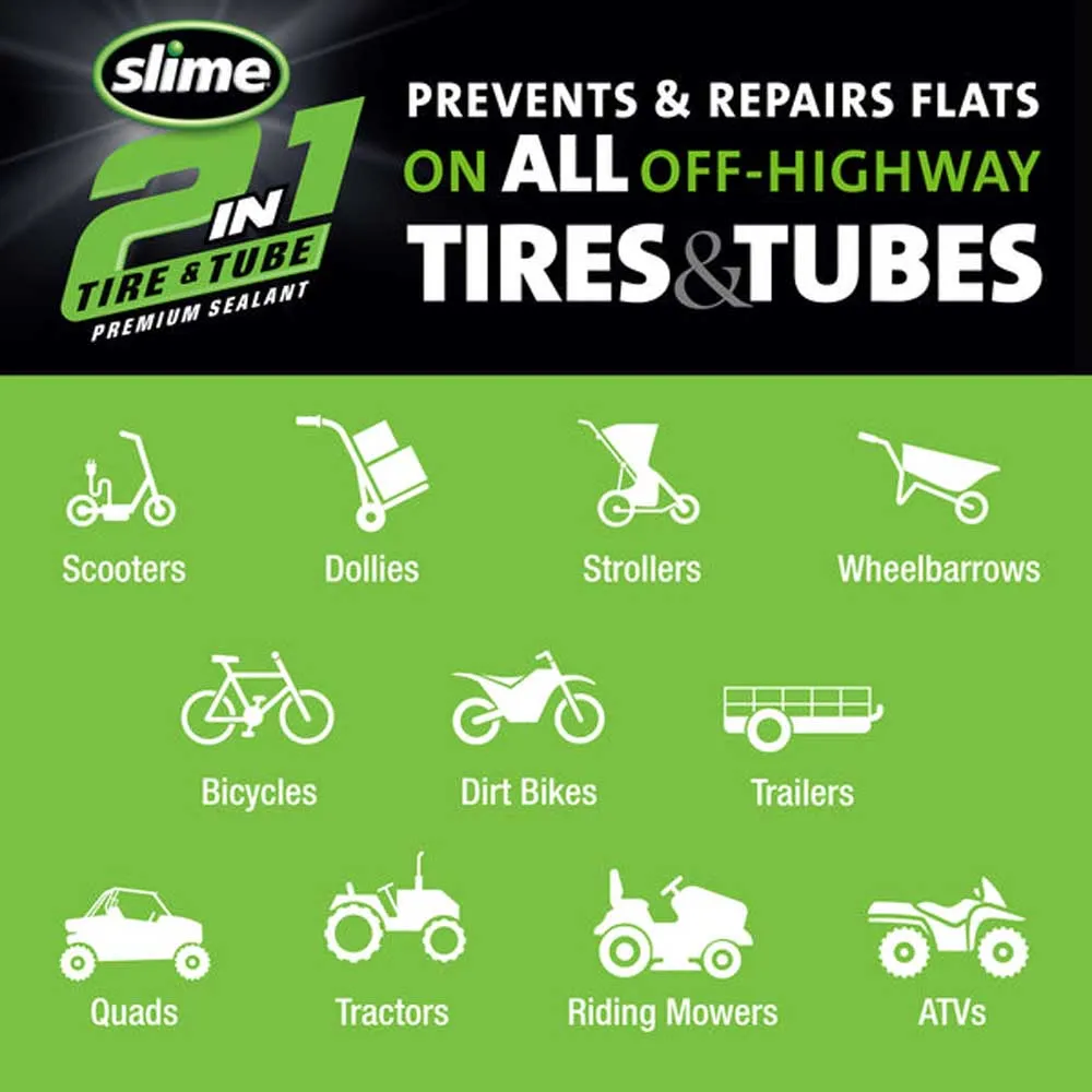 Slime 2 In 1 Tubeless 946ml Slanglöst Tätningsmedel, Green, One Size