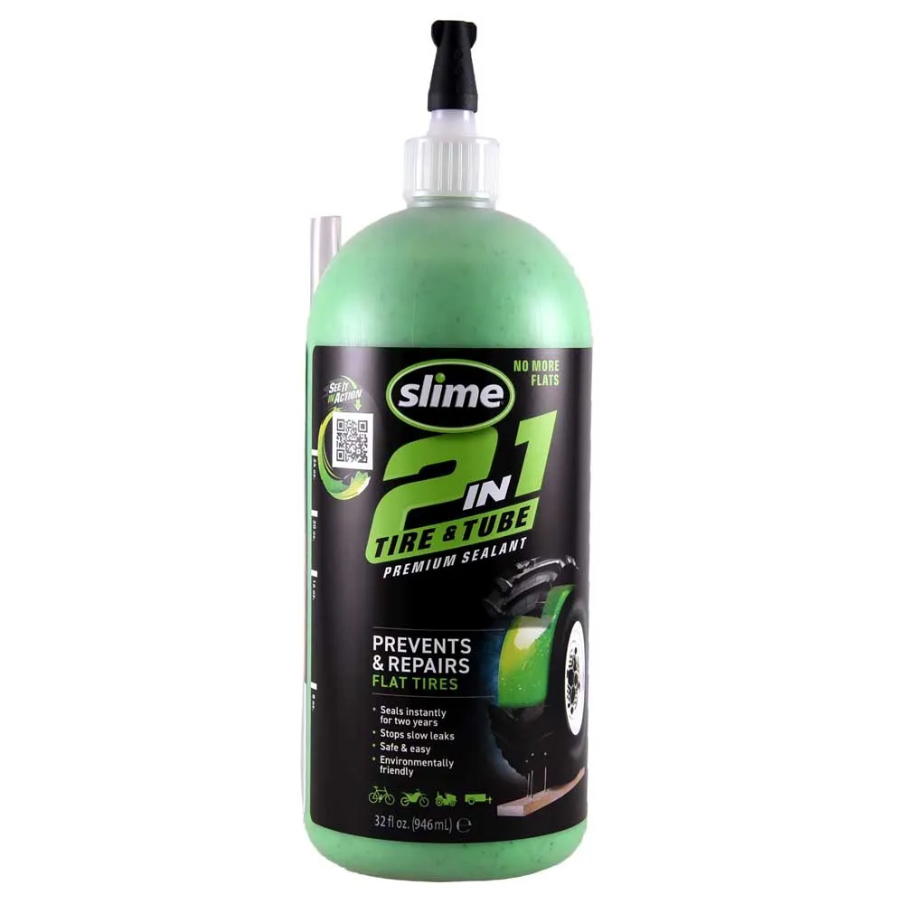 Slime 2 In 1 Tubeless 946ml Slanglöst Tätningsmedel, Green, One Size