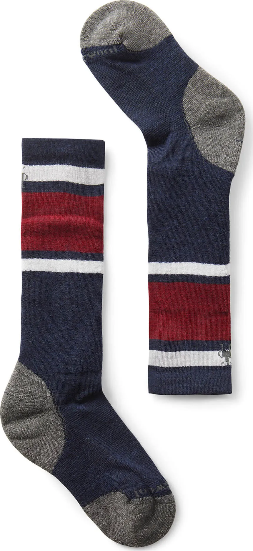 SmartWool Kids' Wintersport Full Cushion Stripe OTC Socks, Deep navy, XS
