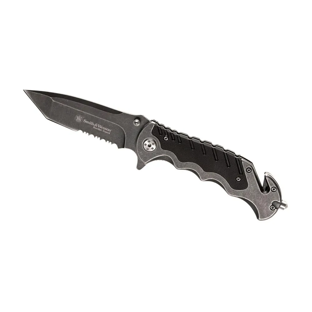 Smith Border Guard Swbg10s Serrated Tanto Fickkniv, Black, One Size Smith Border Guard Swbg10s Serrated Tanto Fickkniv, Black, One Size