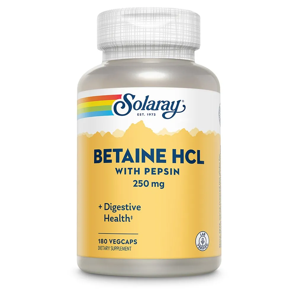 Solaray Betaine Hcl With Pepsin 250mg Enzymes And Digestive Aids Kapslar 180 Enheter, One size
