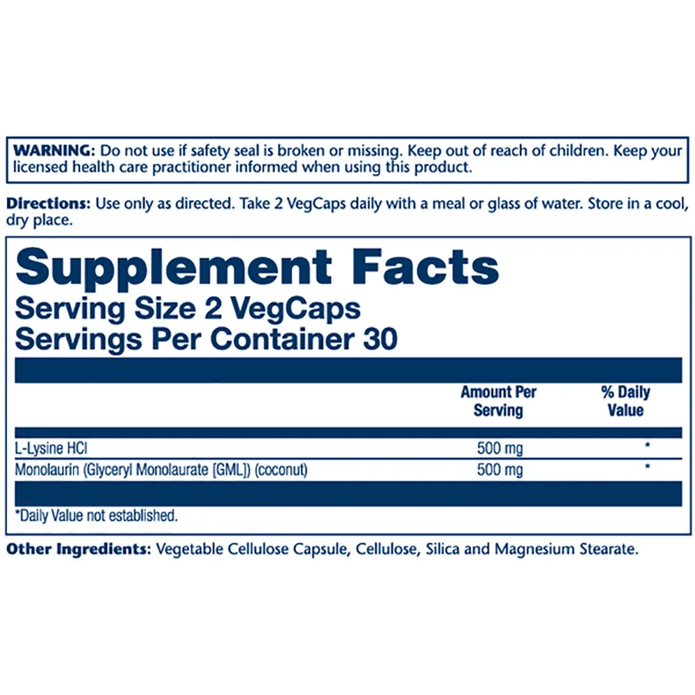 Solaray L-lysine Monolaurin Kapslar 60 Enheter, Multicolour, One Size