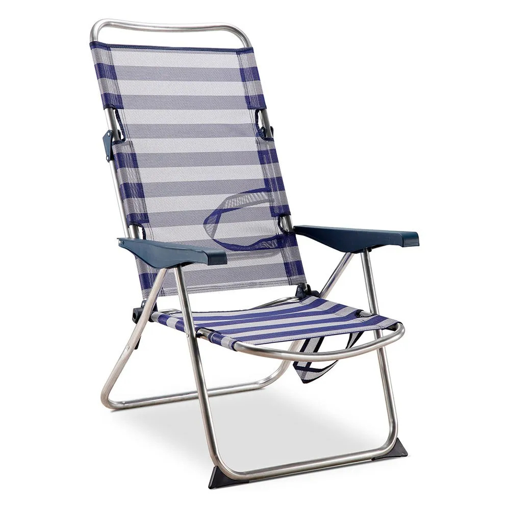 Solenny Fällstol 4 Lägen 105x91x63 Cm unisex, Navy / white, One Size Solenny Fällstol 4 Lägen 105x91x63 Cm unisex, Navy / white, One Size