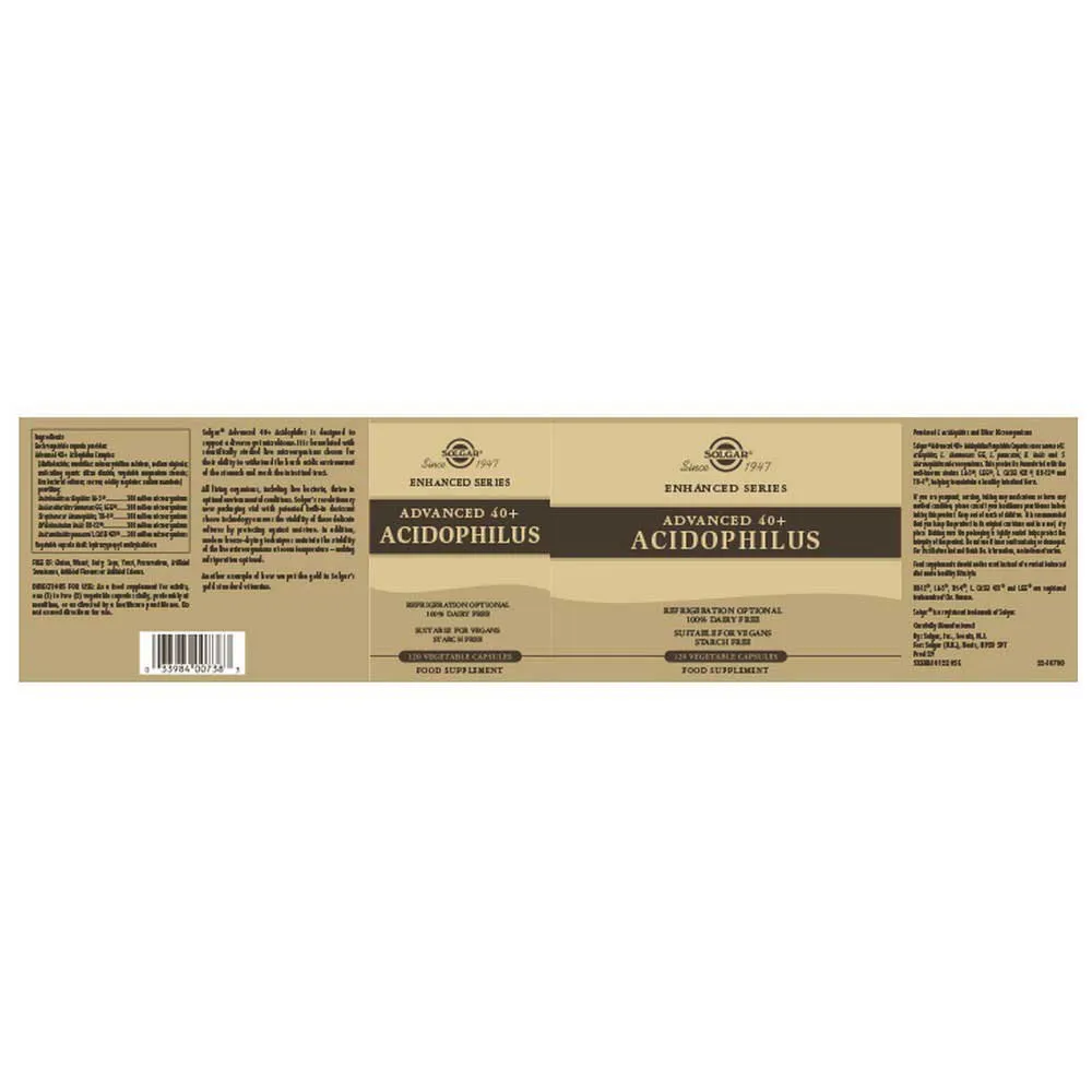 Solgar Avancerad 40+ Acidophilus 120 Enheter, Brown, One Size Solgar Avancerad 40+ Acidophilus 120 Enheter, Brown, One Size