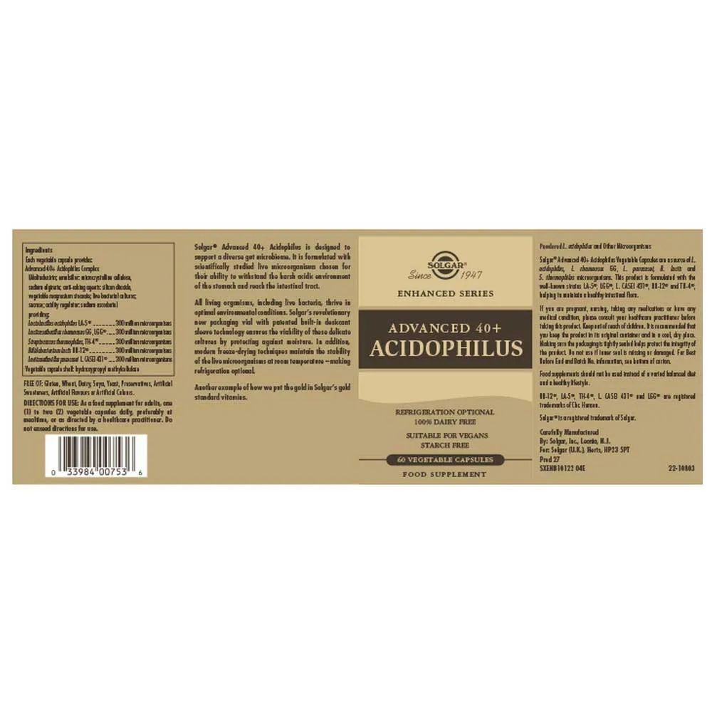 Solgar Avancerad 40+ Acidophilus 60 Enheter, One size Solgar Avancerad 40+ Acidophilus 60 Enheter, One size