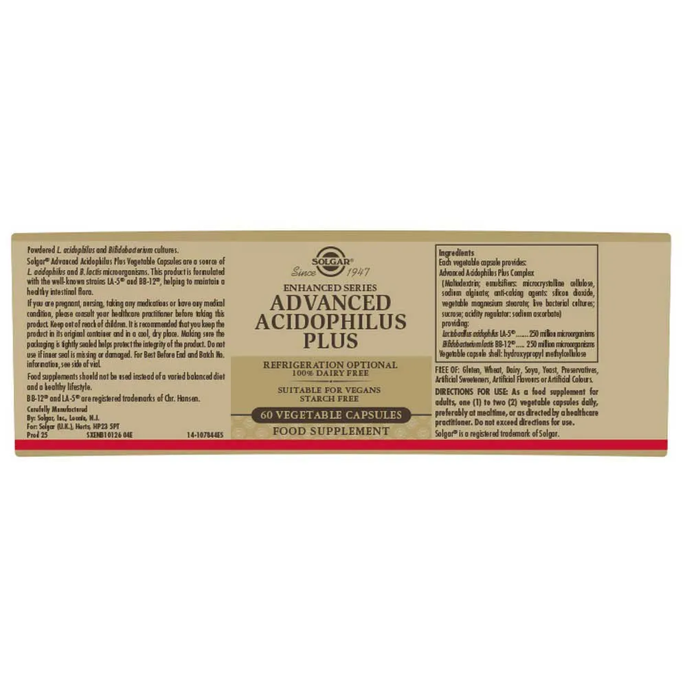 Solgar Avancerad Acidophilus Plus 120 Enheter, Brown, One Size Solgar Avancerad Acidophilus Plus 120 Enheter, Brown, One Size