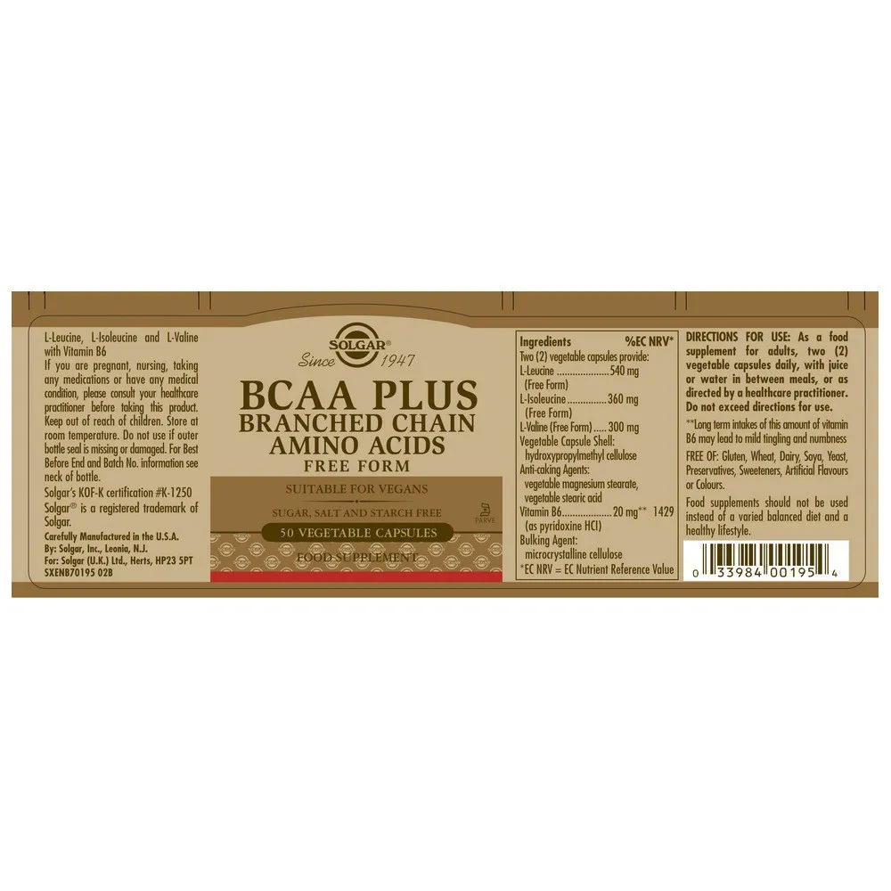 Solgar B.c.a.a. Plus 50 Enheter, One size