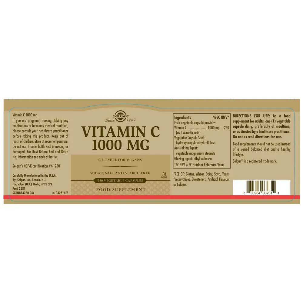 Solgar C-vitamin 1000 Mg 250 Enheter, Brown, One Size