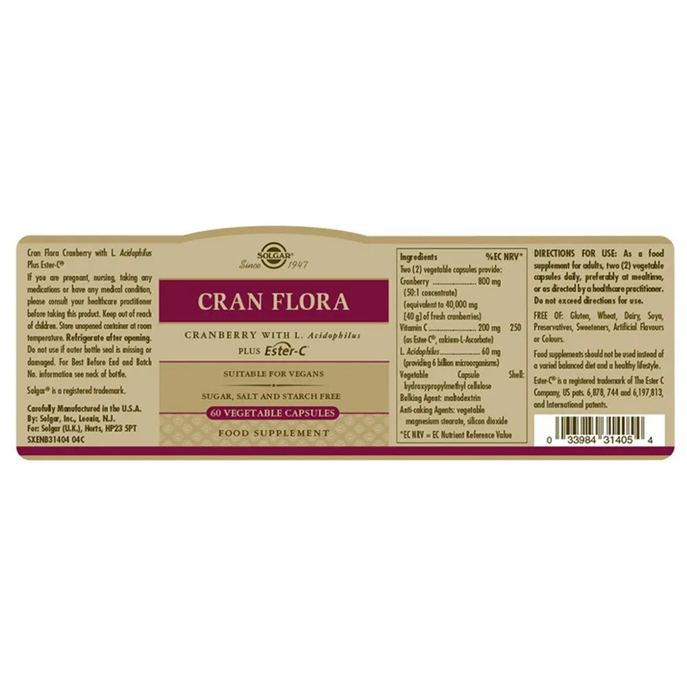Solgar Cran Flora Kapslar 60 Enheter, Brown, One Size Solgar Cran Flora Kapslar 60 Enheter, Brown, One Size