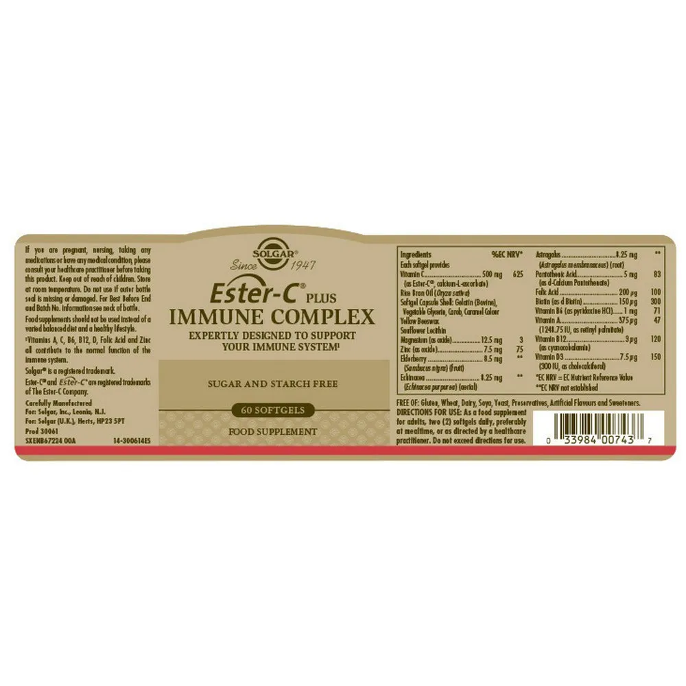 Solgar Ester-c Immune Complex Kapslar 60 Enheter, Brown, One Size Solgar Ester-c Immune Complex Kapslar 60 Enheter, Brown, One Size