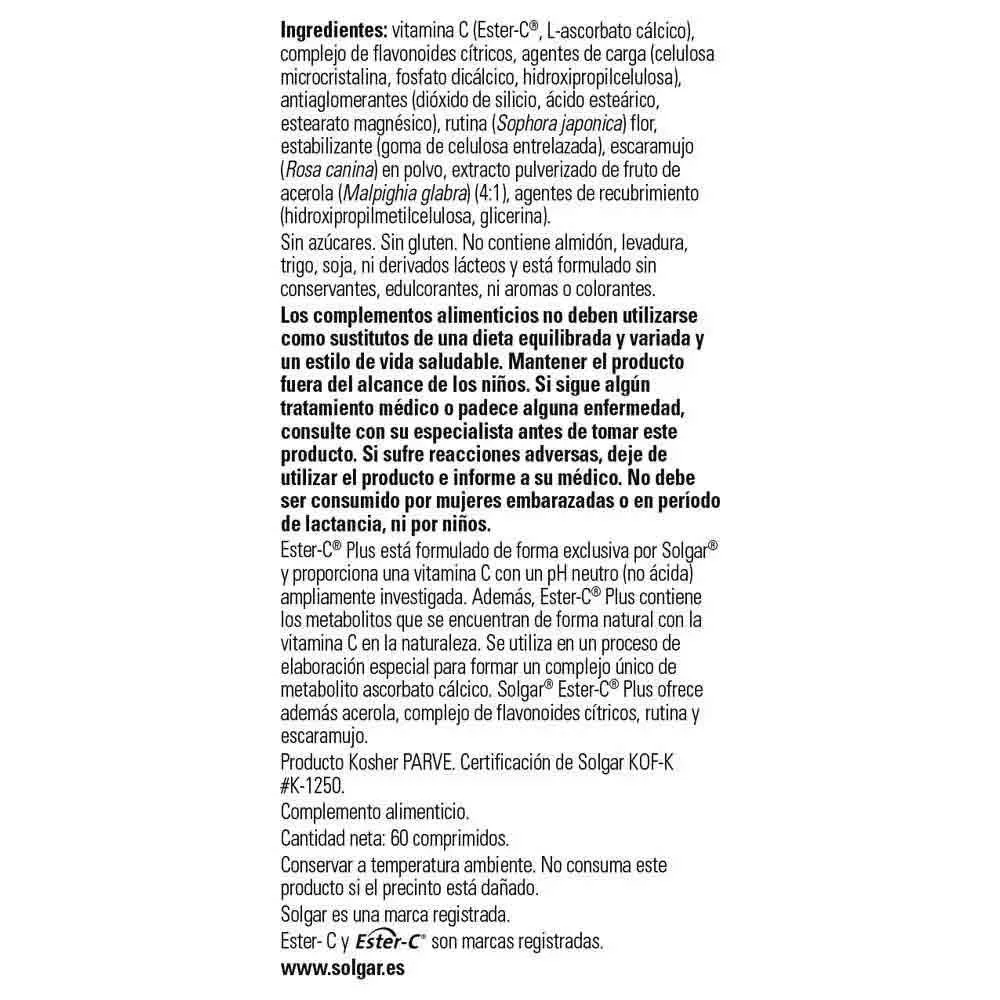 Solgar Ester C Plus 1000mg Vitamin C Tabletter 60 Enheter, One size