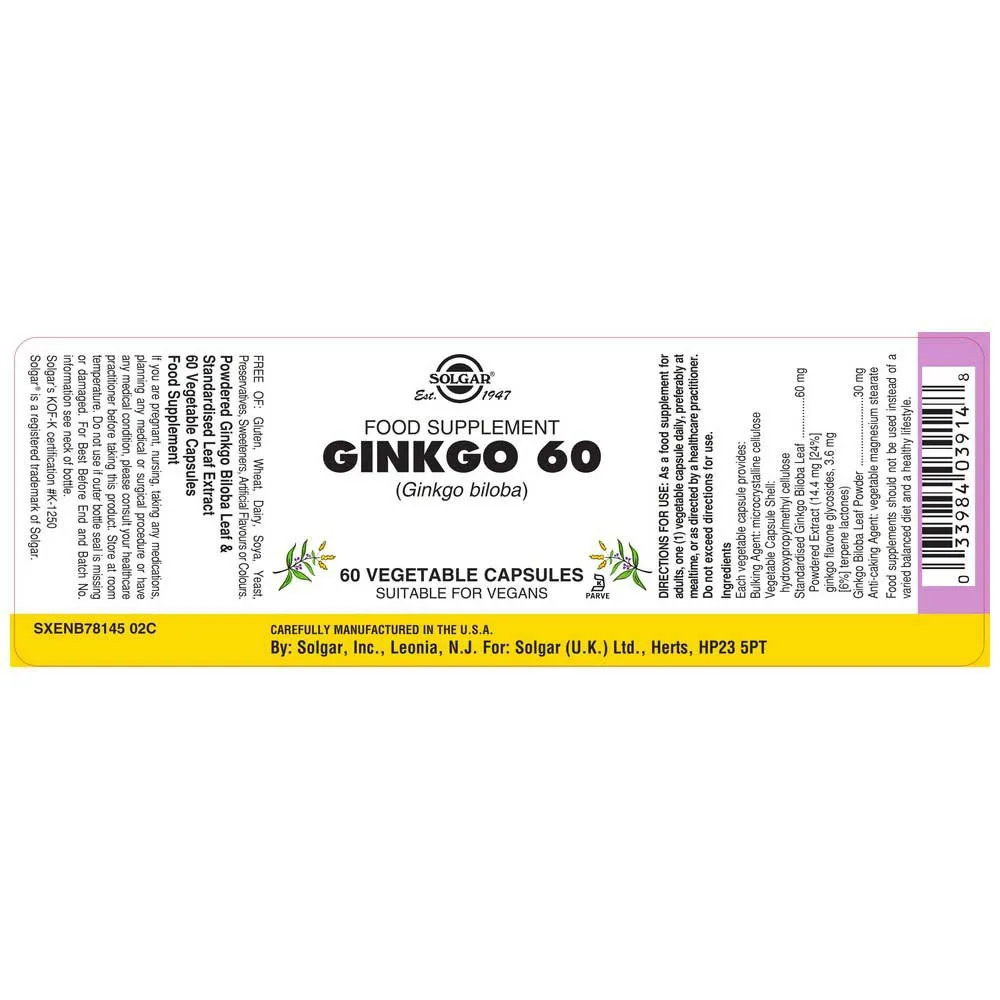 Solgar Fp Ginkgo 60 60 Enheter, Brown, One Size Solgar Fp Ginkgo 60 60 Enheter, Brown, One Size