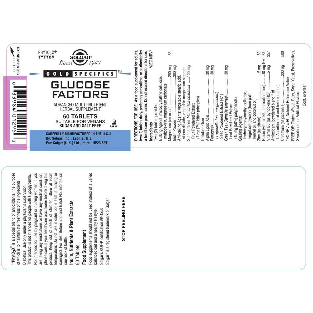 Solgar Gs Glucose Factors Tabletter 60 Enheter, One size Solgar Gs Glucose Factors Tabletter 60 Enheter, One size