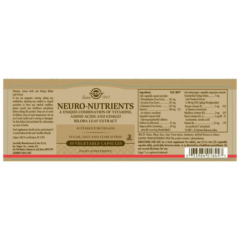 Solgar Hjärnnäringsämnen 30 Enheter, Brown, One Size Solgar Hjärnnäringsämnen 30 Enheter, Brown, One Size