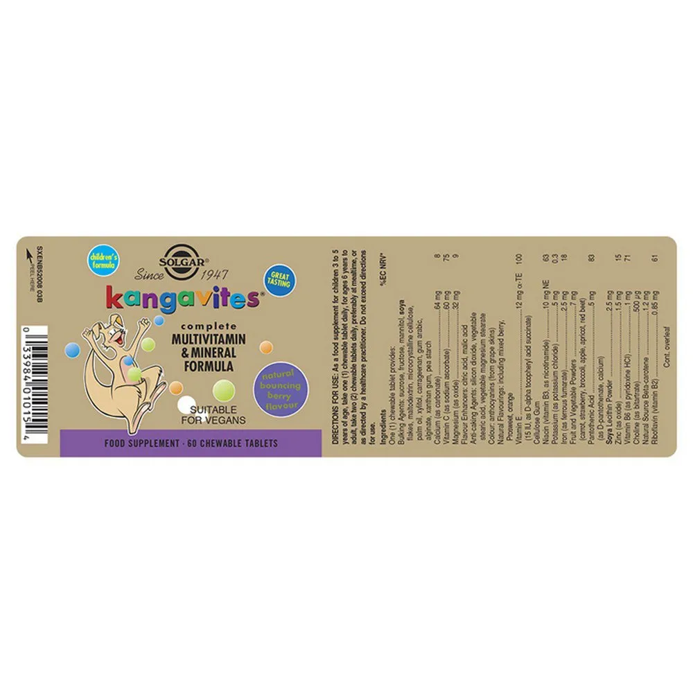 Solgar Kangavites Multi- Tabletter Tropisk Punsch 60 Enheter, Brown, One Size Solgar Kangavites Multi- Tabletter Tropisk Punsch 60 Enheter, Brown, One Size