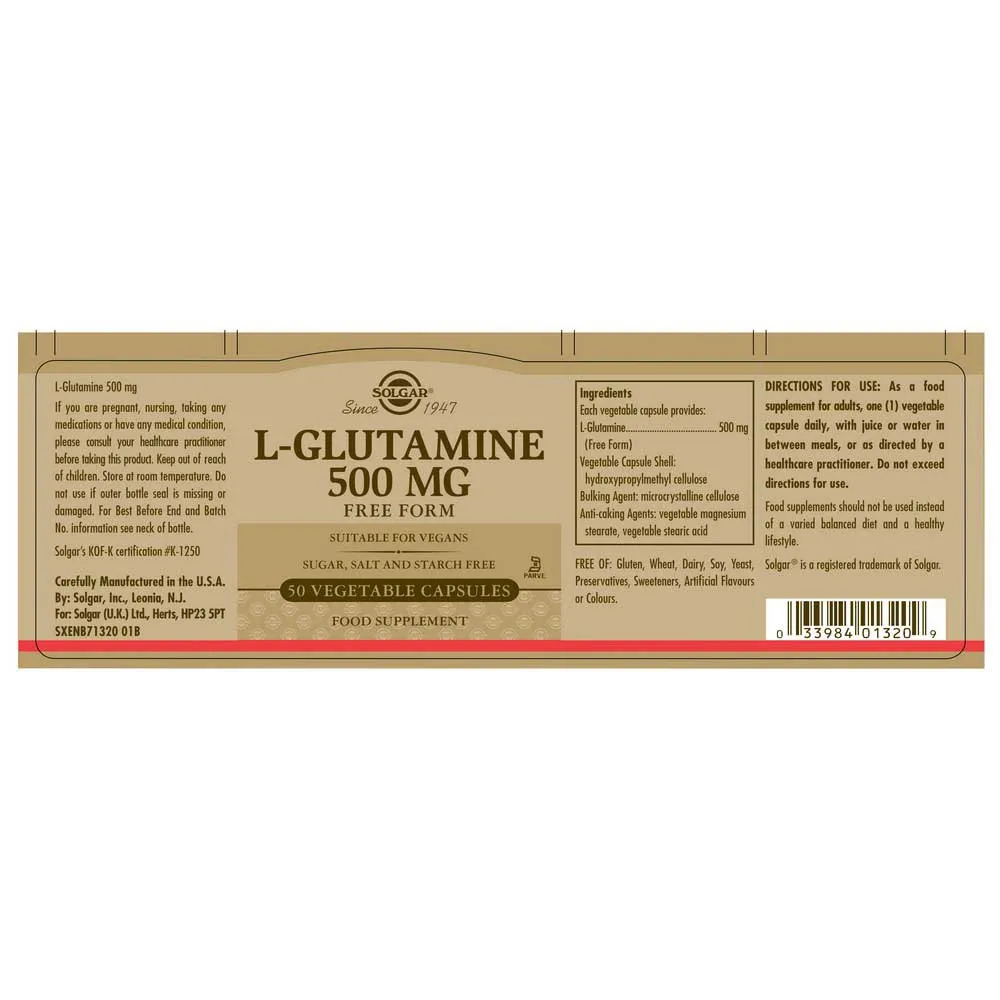 Solgar L-glutamin 500 Mg 50 Enheter, Brown, One Size