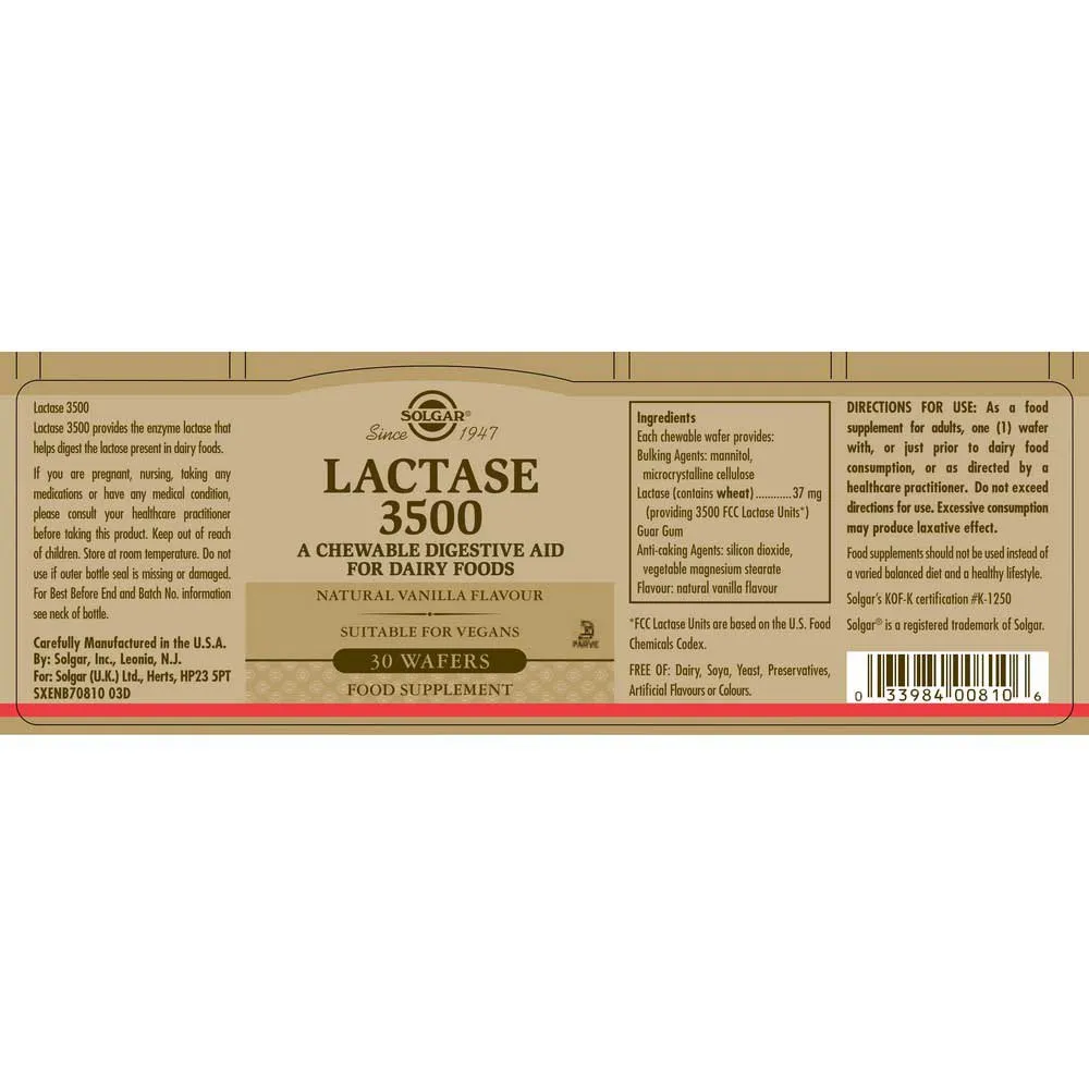 Solgar Laktas 3500 30 Enheter, Brown, One Size