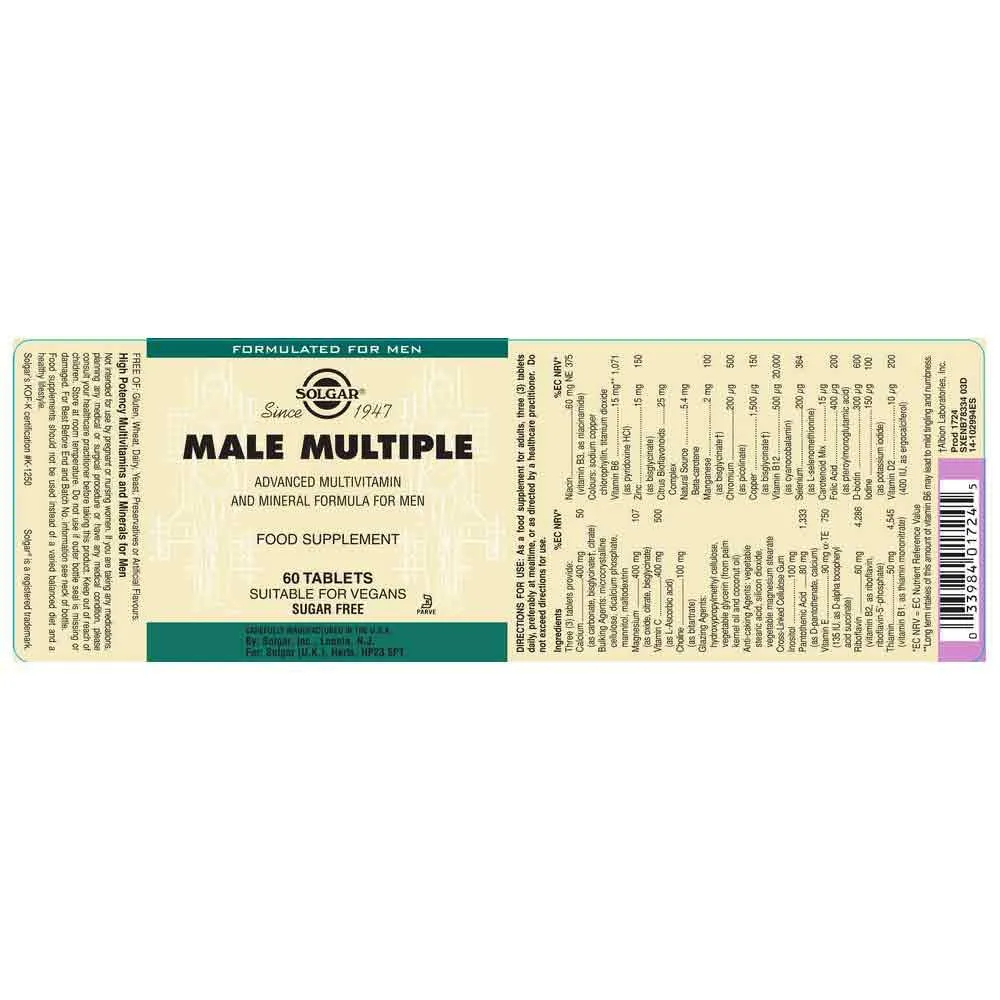 Solgar Male Multiple Tabletter 60 Enheter, Brown, One Size Solgar Male Multiple Tabletter 60 Enheter, Brown, One Size