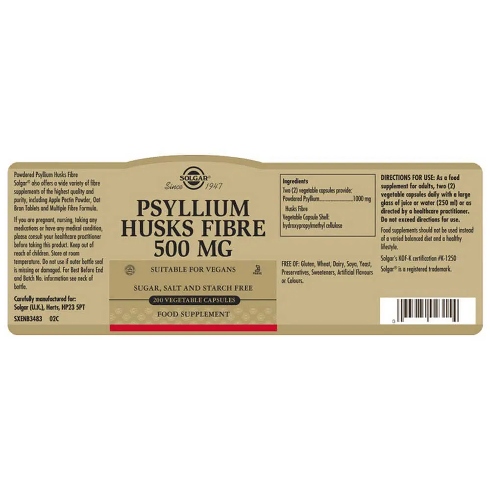Solgar Psyllium 200 Enheter, Brown, One Size Solgar Psyllium 200 Enheter, Brown, One Size