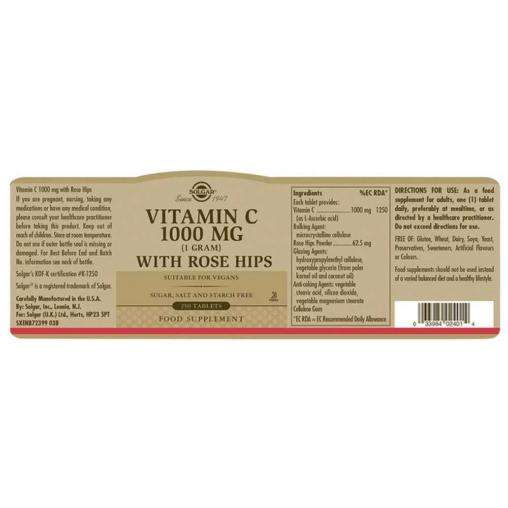 Solgar Rose Hips C 1000mg Tabletter 250 Enheter, One size