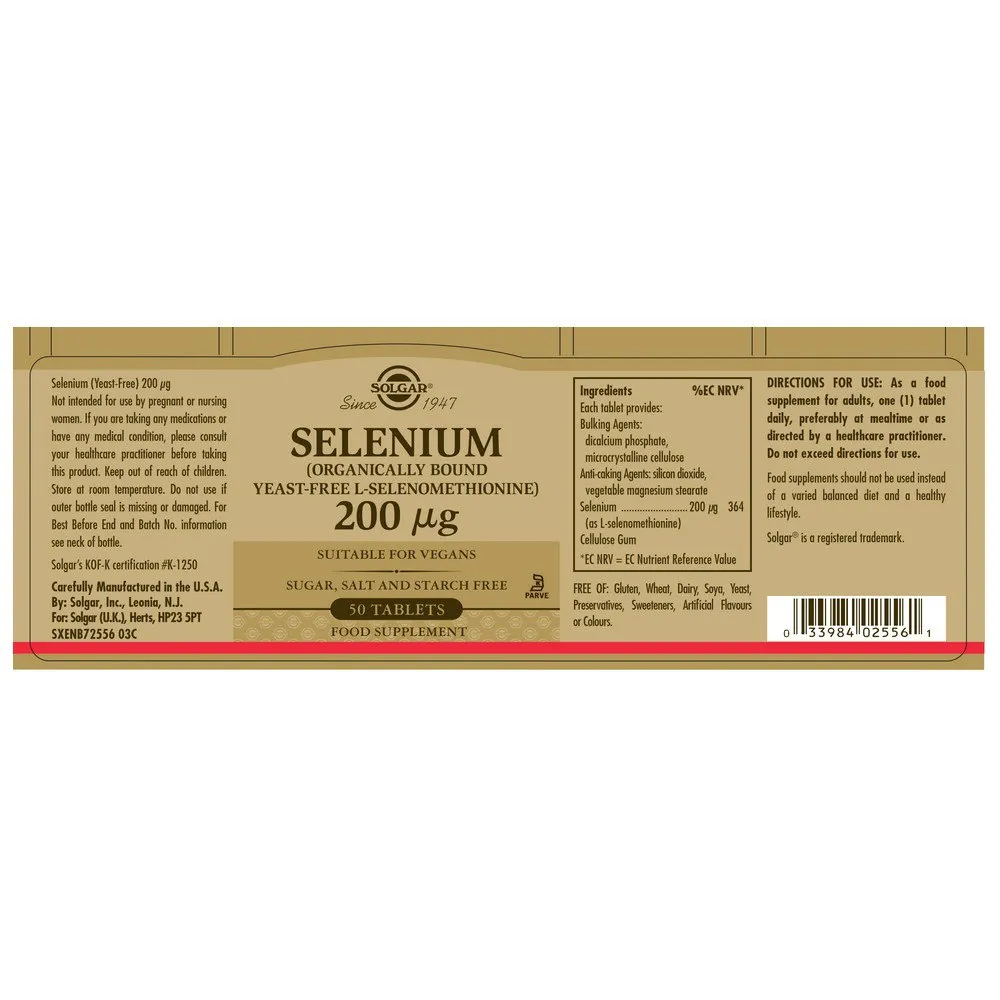 Solgar Selenium 200mcg Tabletter 50 Enheter, Brown, One Size Solgar Selenium 200mcg Tabletter 50 Enheter, Brown, One Size