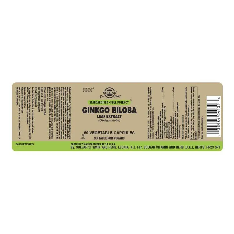Solgar Sfp Ginkgo Biloba-bladekstrakt 60 Enheter, Brown, One Size Solgar Sfp Ginkgo Biloba-bladekstrakt 60 Enheter, Brown, One Size