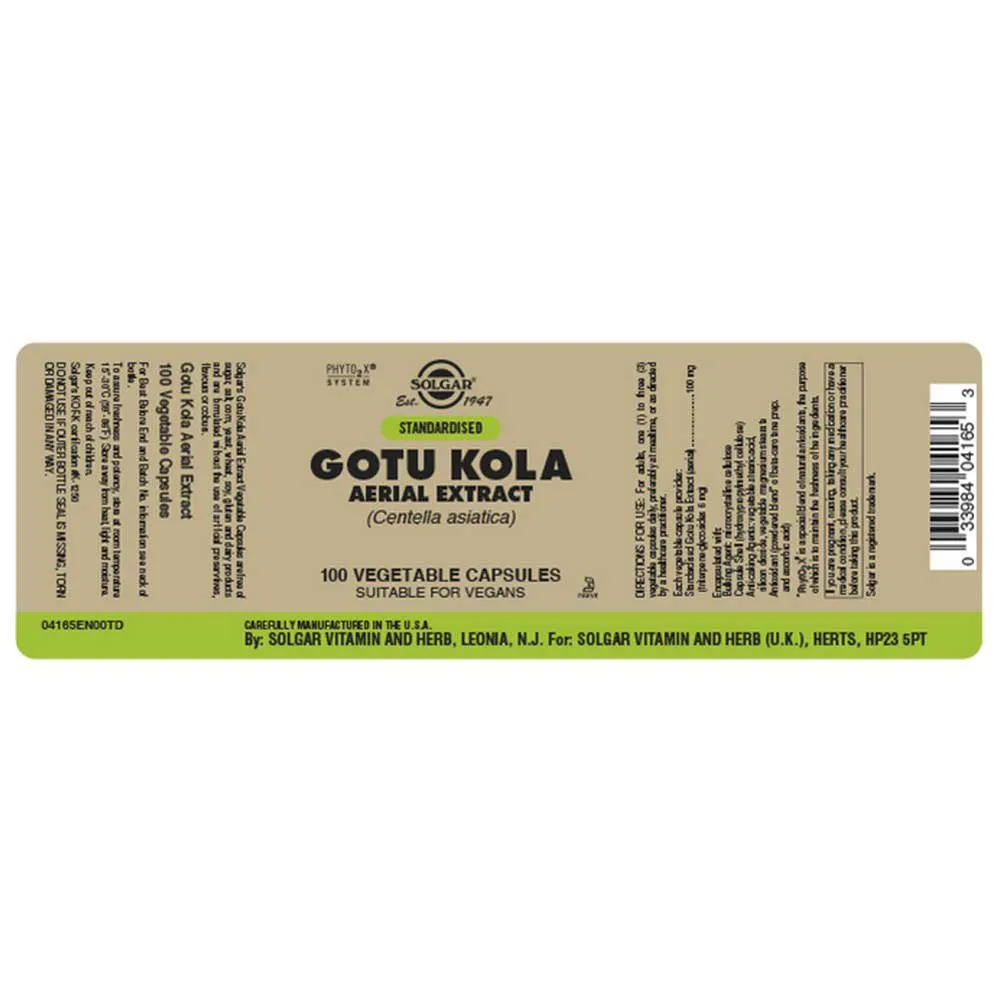 Solgar Sfp Gotu Kola Kapslar 100 Enheter, One size