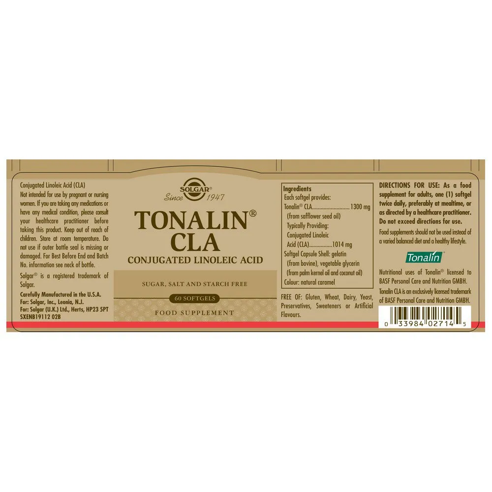 Solgar Tonalin Cla Kapslar 60 Enheter, Brown, One Size