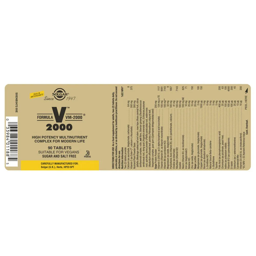 Solgar Vm-2000 Tabletter 90 Enheter, Brown, One Size