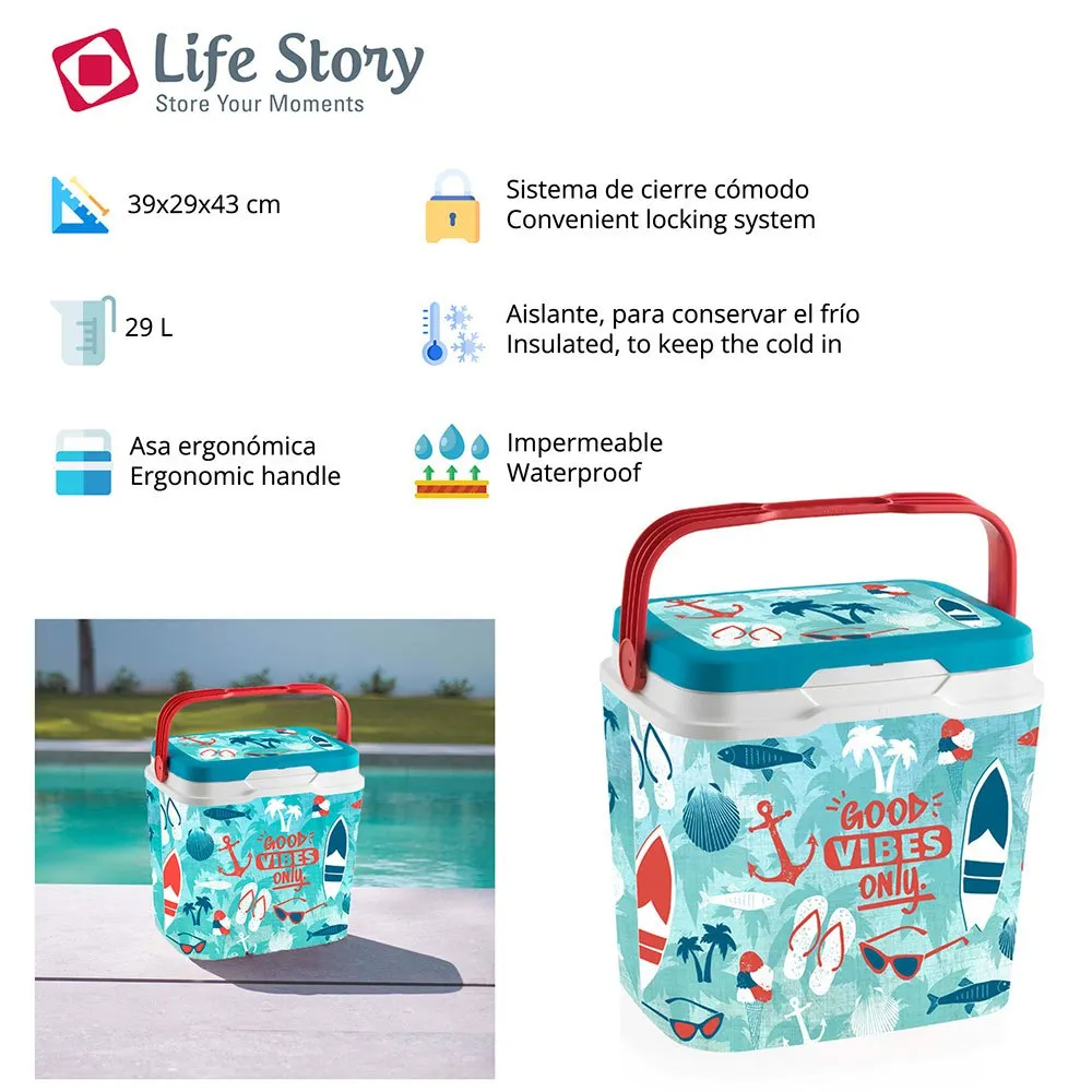 Sp Berner Life Story 29l Good Vibes Styv Bärbar Kylbox, Multicolor, One Size