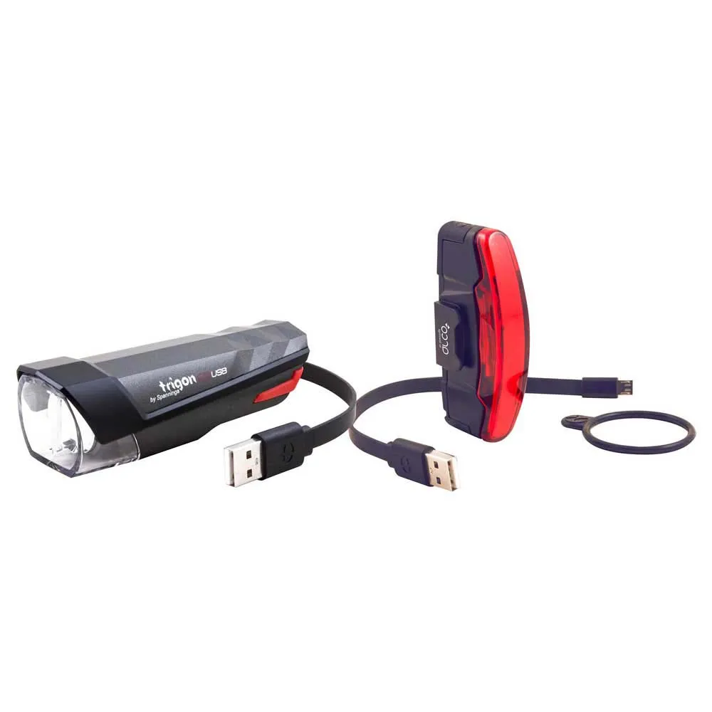 spanninga Trigon 25/arco Cykellampset, Black / red, One Size