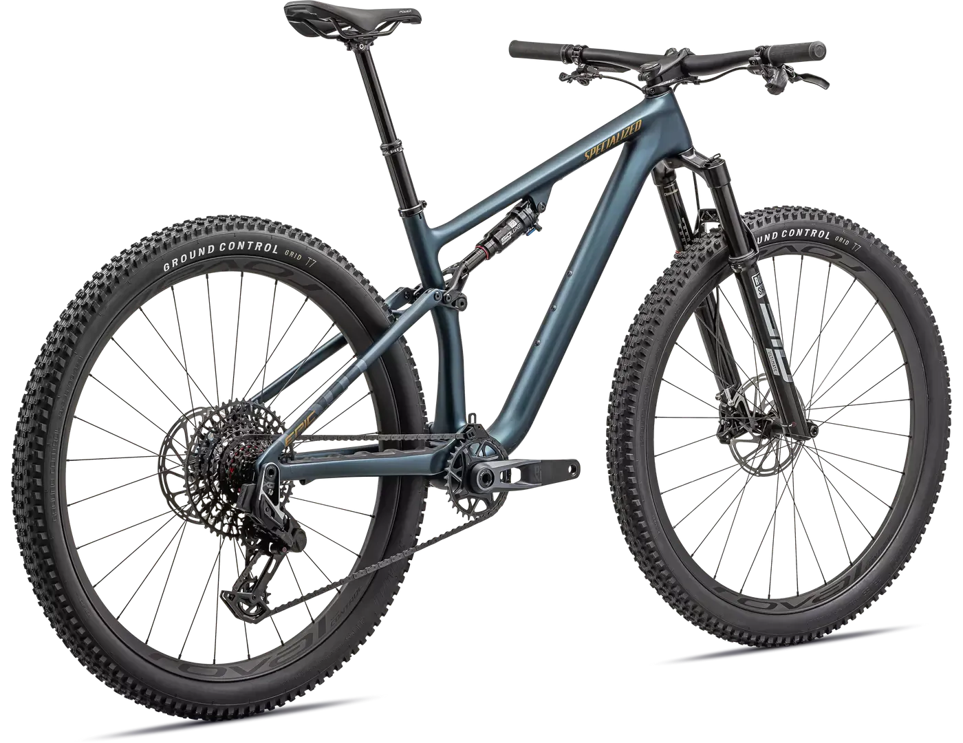 Specialized Epic Evo Pro LTD SRAM X0 AXS Mountain Bike, Satin Metallic Deep Lake / Harvest Gold Metallic, S Specialized Epic Evo Pro LTD SRAM X0 AXS Mountain Bike, Satin Metallic Deep Lake / Harvest Gold Metallic, S