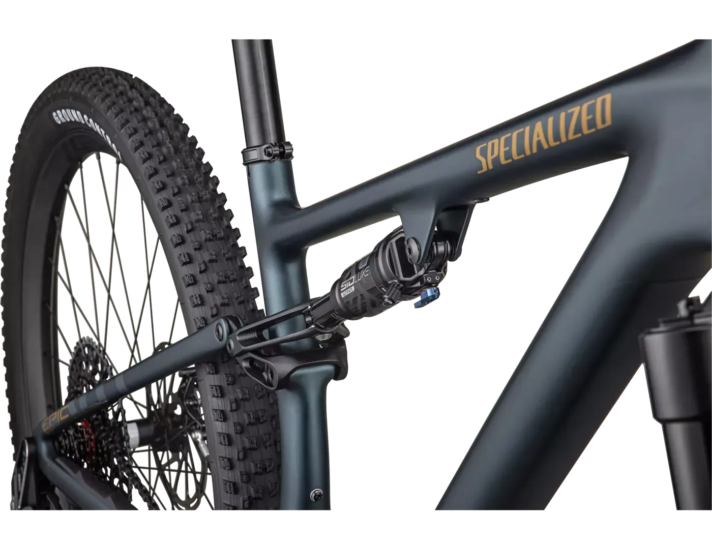 Specialized Epic Evo Pro LTD SRAM X0 AXS Mountain Bike, Satin Metallic Deep Lake / Harvest Gold Metallic, S Specialized Epic Evo Pro LTD SRAM X0 AXS Mountain Bike, Satin Metallic Deep Lake / Harvest Gold Metallic, S