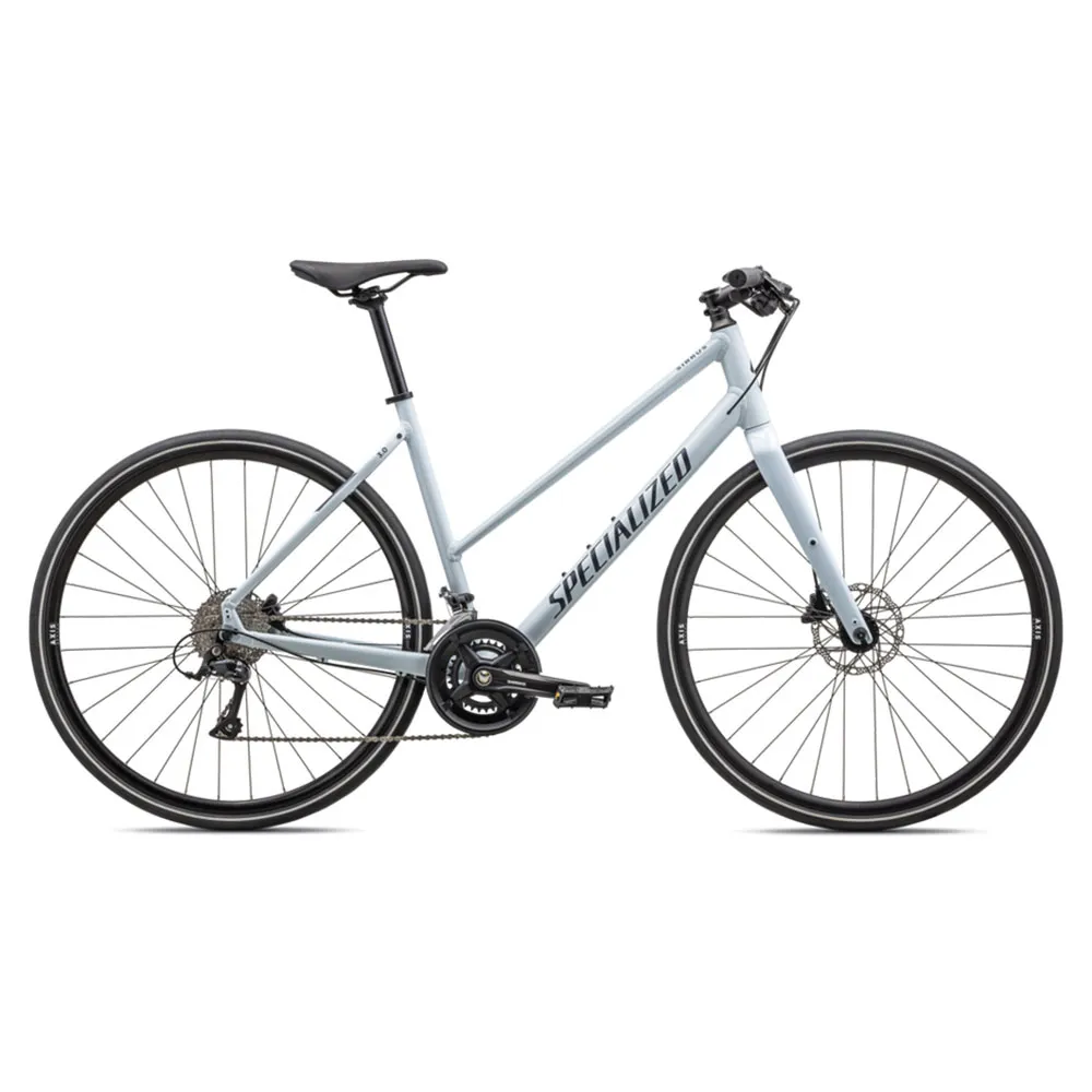 Specialized Sirrus 3.0 Step Through 2023 Cykel, Gloss morning mist / satin deep marine reflective, XS