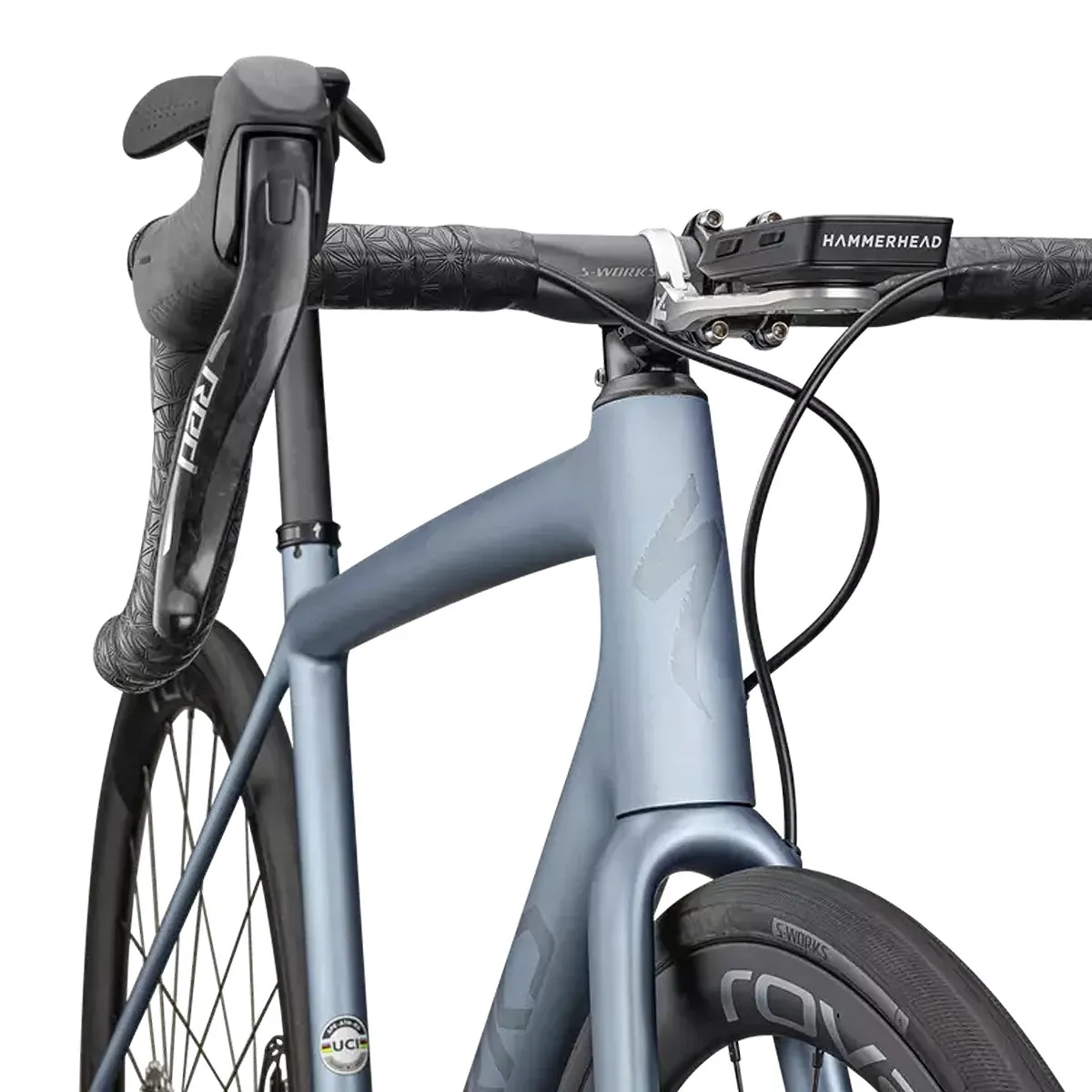 Specialized SWORKS Aethos 2025 Road Bike includes Hammerhead Karoo, Ltd satin glacial metallic / 25% choas pearl Specialized SWORKS Aethos 2025 Road Bike includes Hammerhead Karoo, Ltd satin glacial metallic / 25% choas pearl
