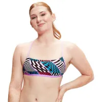 Speedo Allover Digital Cross Back Crop Top Bikinitopp female