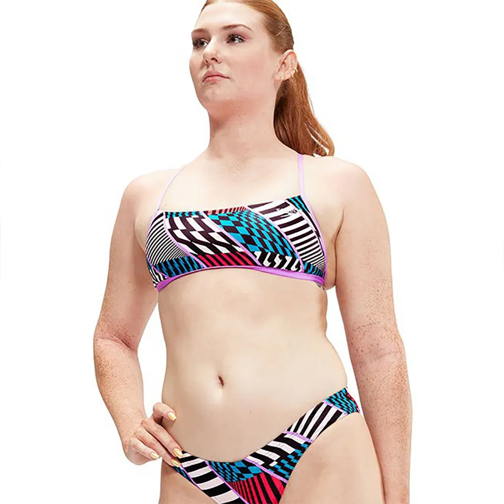Speedo Allover Digital Cross Back Crop Top Bikinitopp female