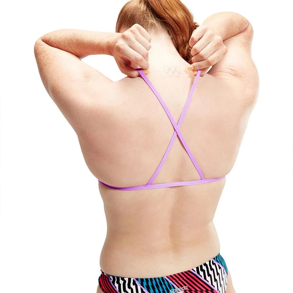 Speedo Allover Digital Cross Back Crop Top Bikinitopp female