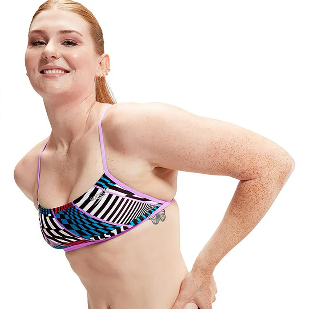 Speedo Allover Digital Cross Back Crop Top Bikinitopp female