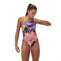 Speedo Allover Digital Lattice Tie-back Baddräkt female Speedo Allover Digital Lattice Tie-back Baddräkt female