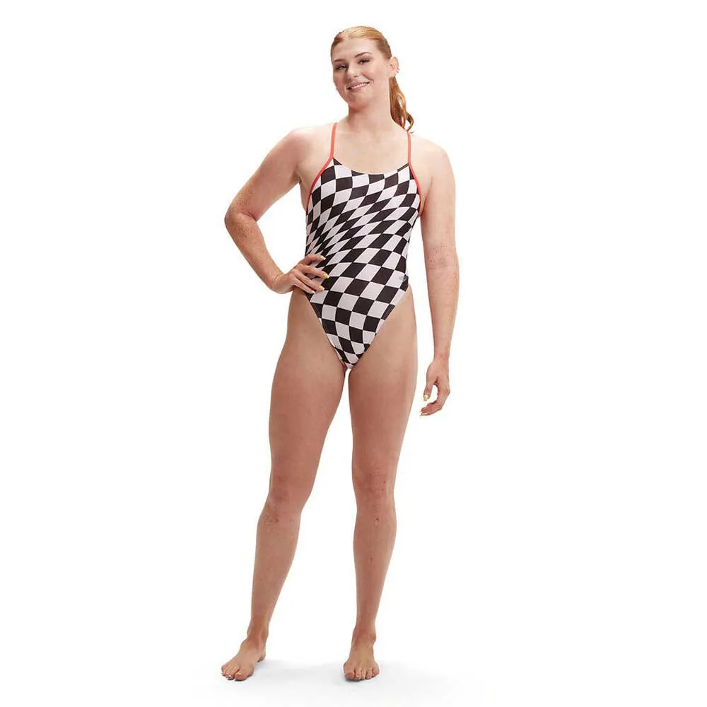 Speedo Allover Digital Tie-back Baddräkt female