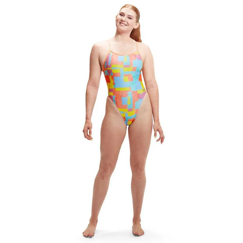 Speedo Allover Digital Vback Baddräkt female Speedo Allover Digital Vback Baddräkt female