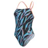 Speedo Allover Lattice Tie-back Baddräkt female, Black / picton blue / siren red