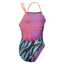 Speedo Allover Lattice Tie-back Baddräkt female, Black / picton blue / siren red