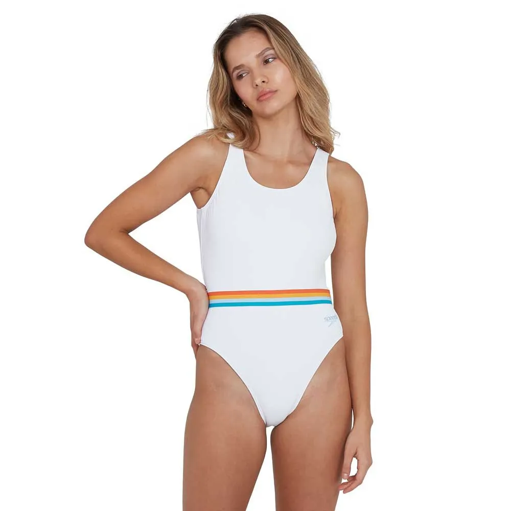 Speedo Belted Deep U-back Baddräkt female, White / orange fizz / mango / sky blue / blue bay Speedo Belted Deep U-back Baddräkt female, White / orange fizz / mango / sky blue / blue bay