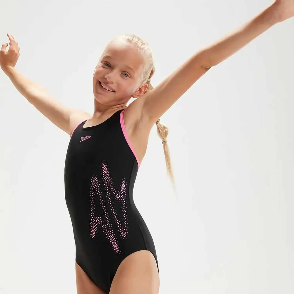 Speedo Boom Logo Placement Flyback Baddräkt female, Black / taffy pink, 5-6Y Speedo Boom Logo Placement Flyback Baddräkt female, Black / taffy pink, 5-6Y